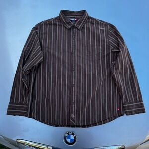 00s Tony Hawk brown striped button up